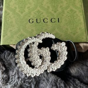 Leather belt with Double G buckle